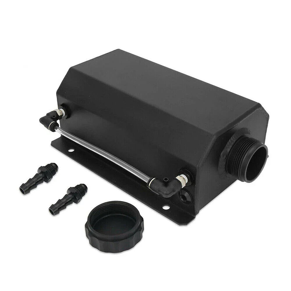 2L Aluminum Black Coolant Radiator Overflow Tank for Universal Vehicles