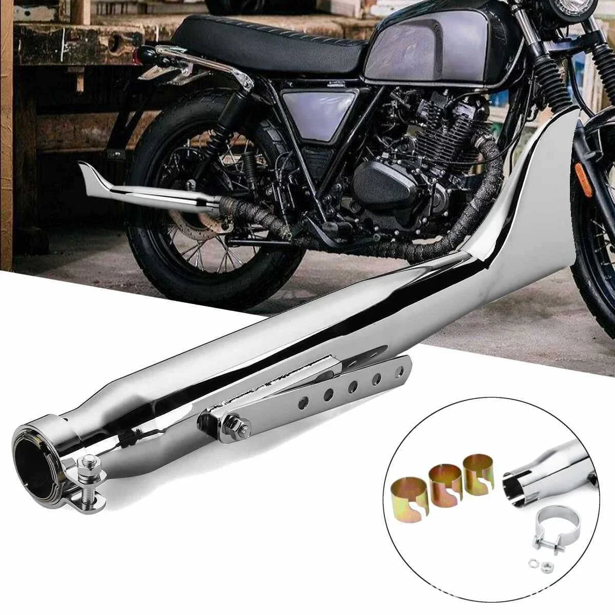 Motorcycle Exhaust Pipe Fish Tail for Bobber Chopper Cafe Racer
