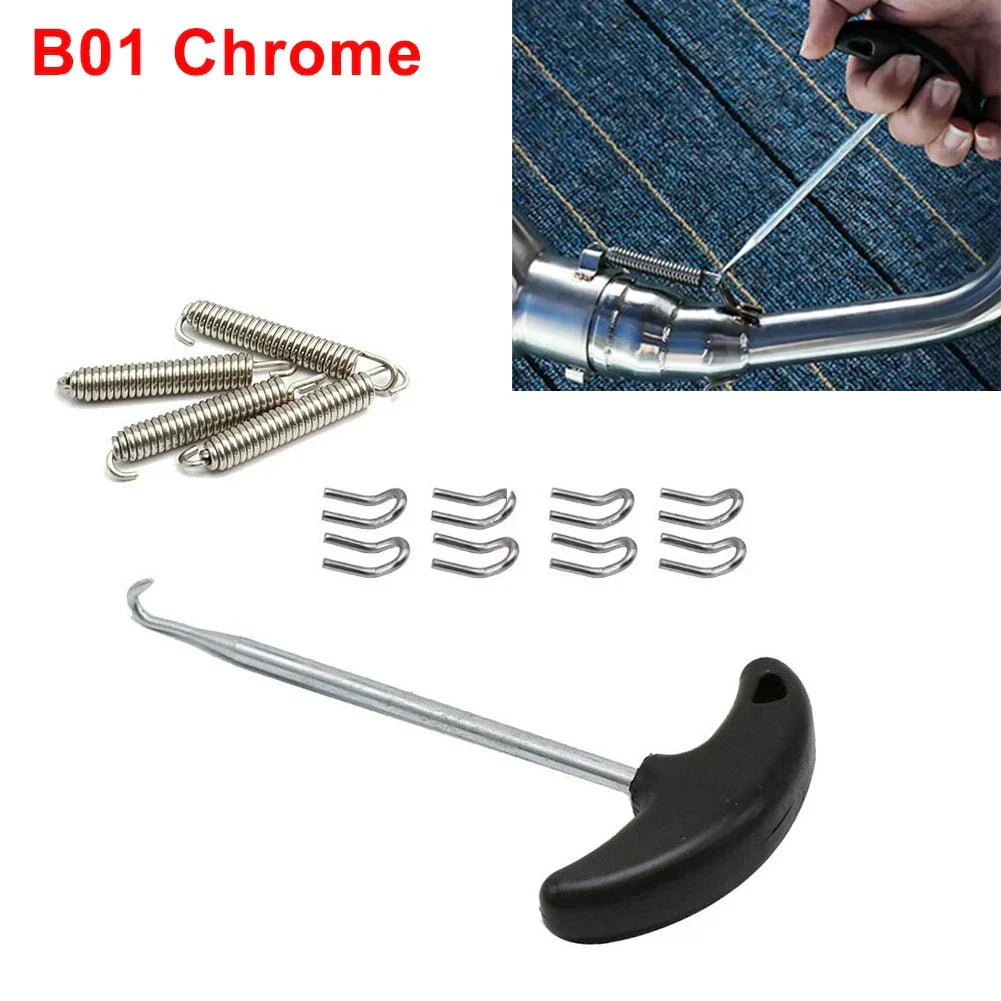 Exhaust Pipe Muffler Mounting Springs Hooks Stainless Steel Chrome
