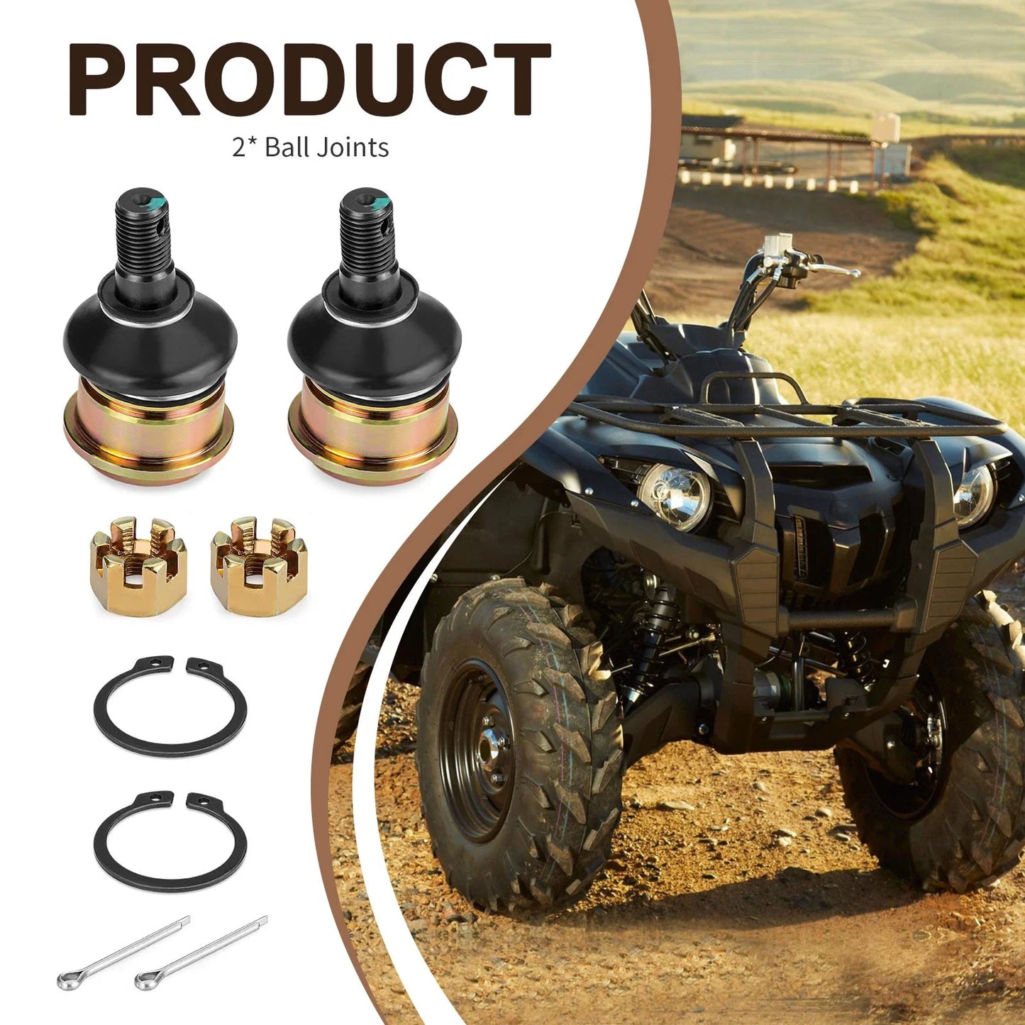 Lower Ball Joints 2 x for Yamaha Grizzly 550 (2009–2014)