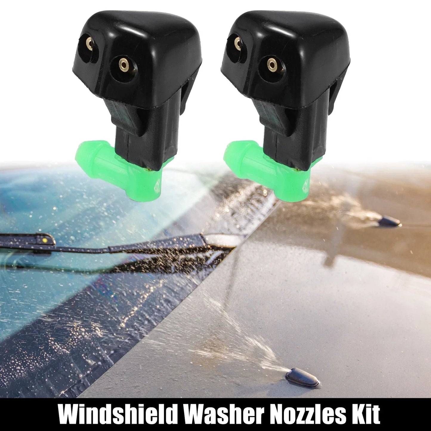 Windshield Wiper Washer Nozzle Spray Jet for Honda Accord - 2 x Black