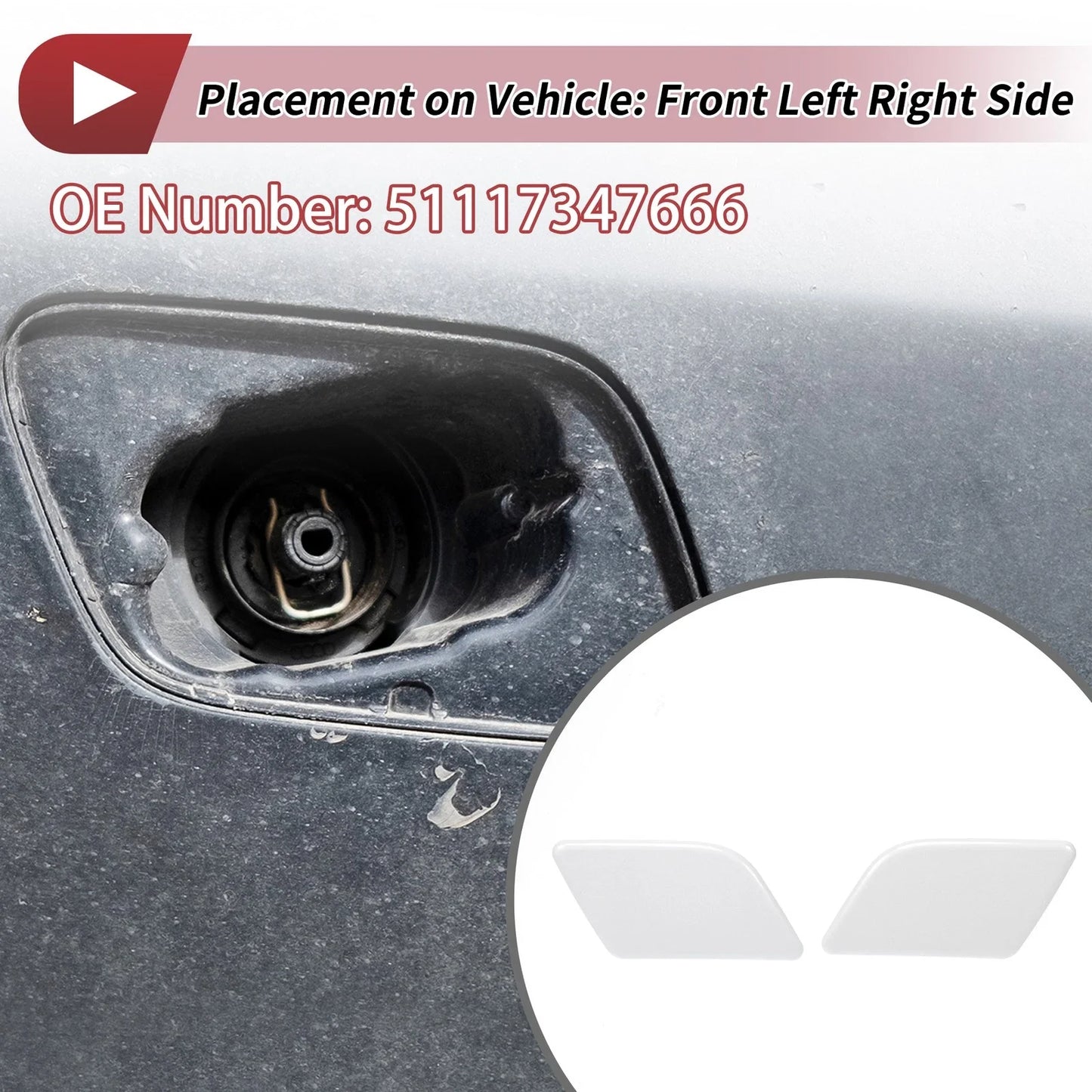 Washer Nozzle Cover Front Left & Right for BMW X1 (2013-2015) White