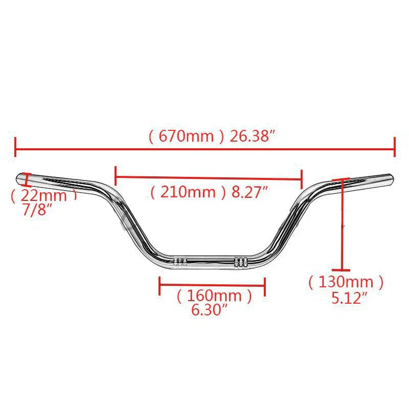 7/8'' Chrome Drag Handlebar for Honda Yamaha Suzuki