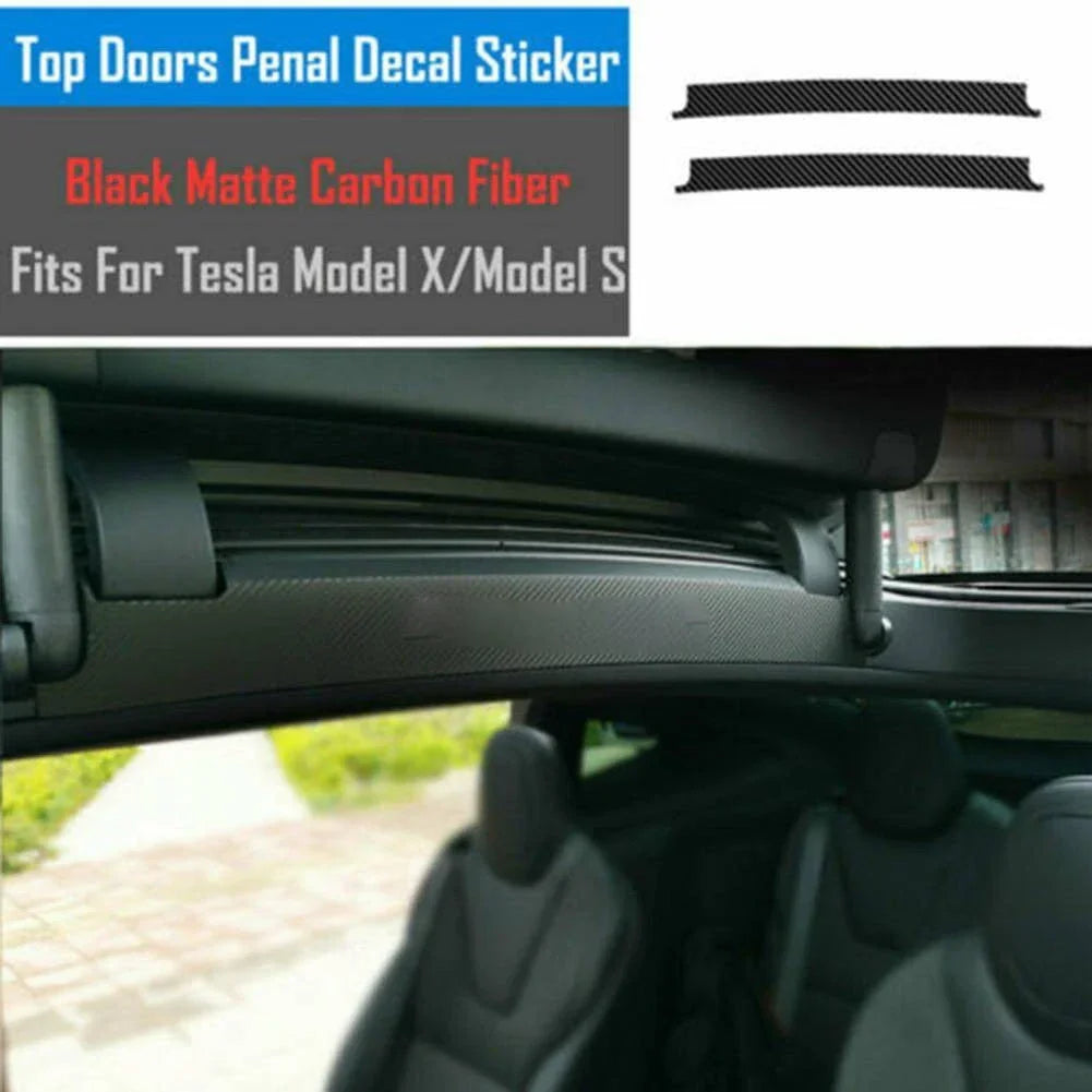 Center Console Stickers Black Carbon Fiber Look for Tesla Model X/S (2012–2021)