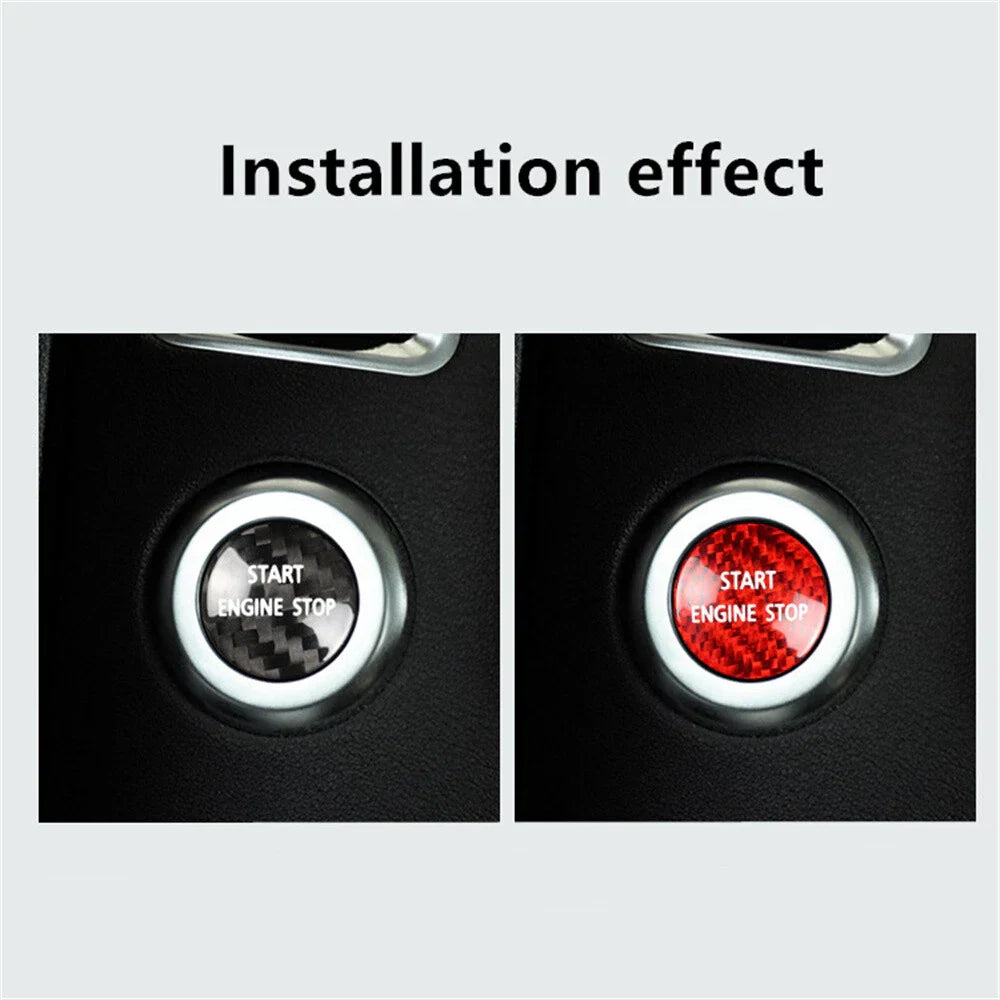 Black Carbon Fiber Engine Start Stop Button Cover for Land Rover Discovery (10-16)