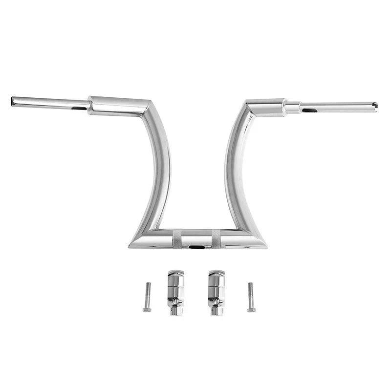 16" Chrome Rise 2" Hanger Handlebar with Risers for Harley Softail