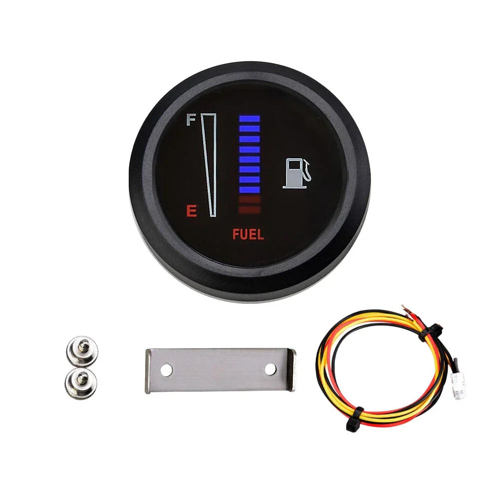 52mm 12/24V Digital Fuel Level Meter Gauge for Car Motorcycle LED Display
