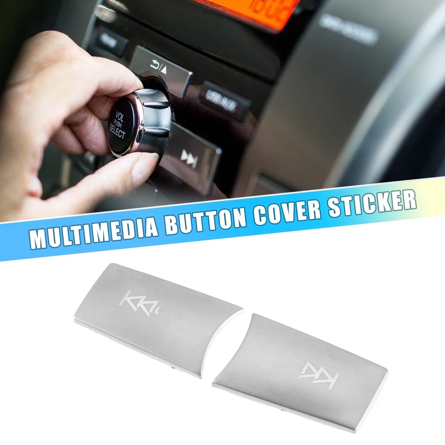 Multimedia Radio Button Cover Sticker for Mercedes-Benz - 2 x ABS Silver Tone