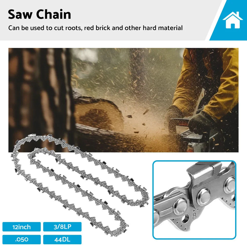 12" Semi Chisel Tungsten Carbide Chainsaw Chain 3/8LP .050 44DL