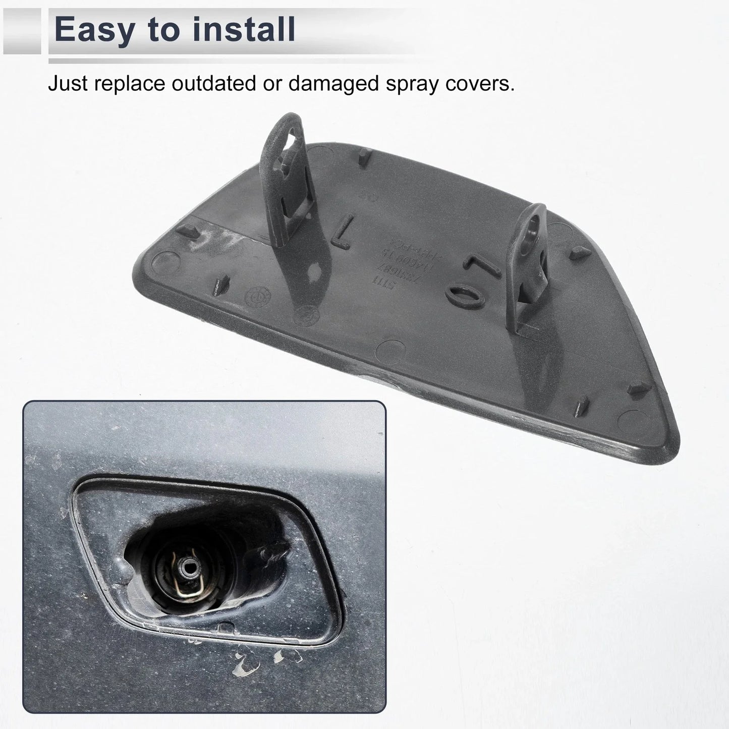 Front Left Side Bumper Headlight Washer Nozzle Cover Cap for BMW 535i White