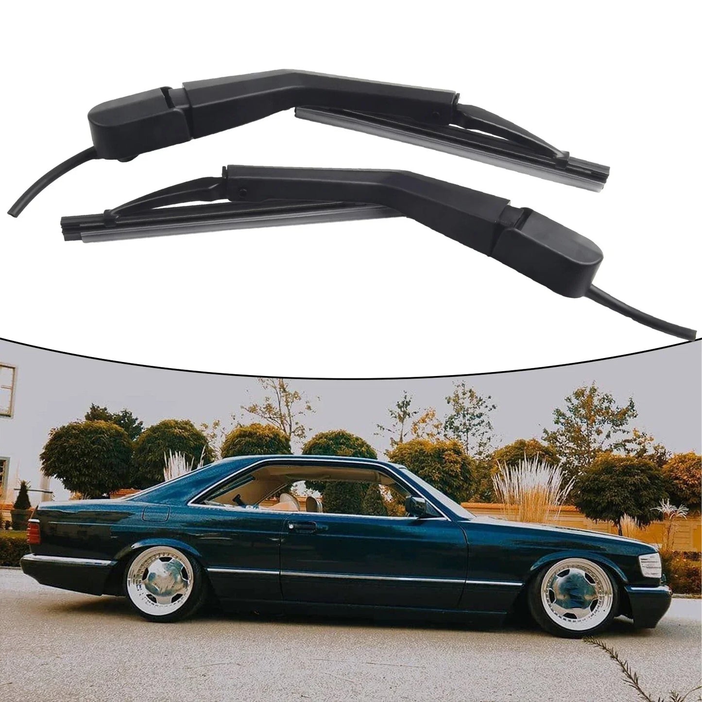 Plastic Headlight Wiper Blades 2 x for Mercedes W126 (1979–1991)