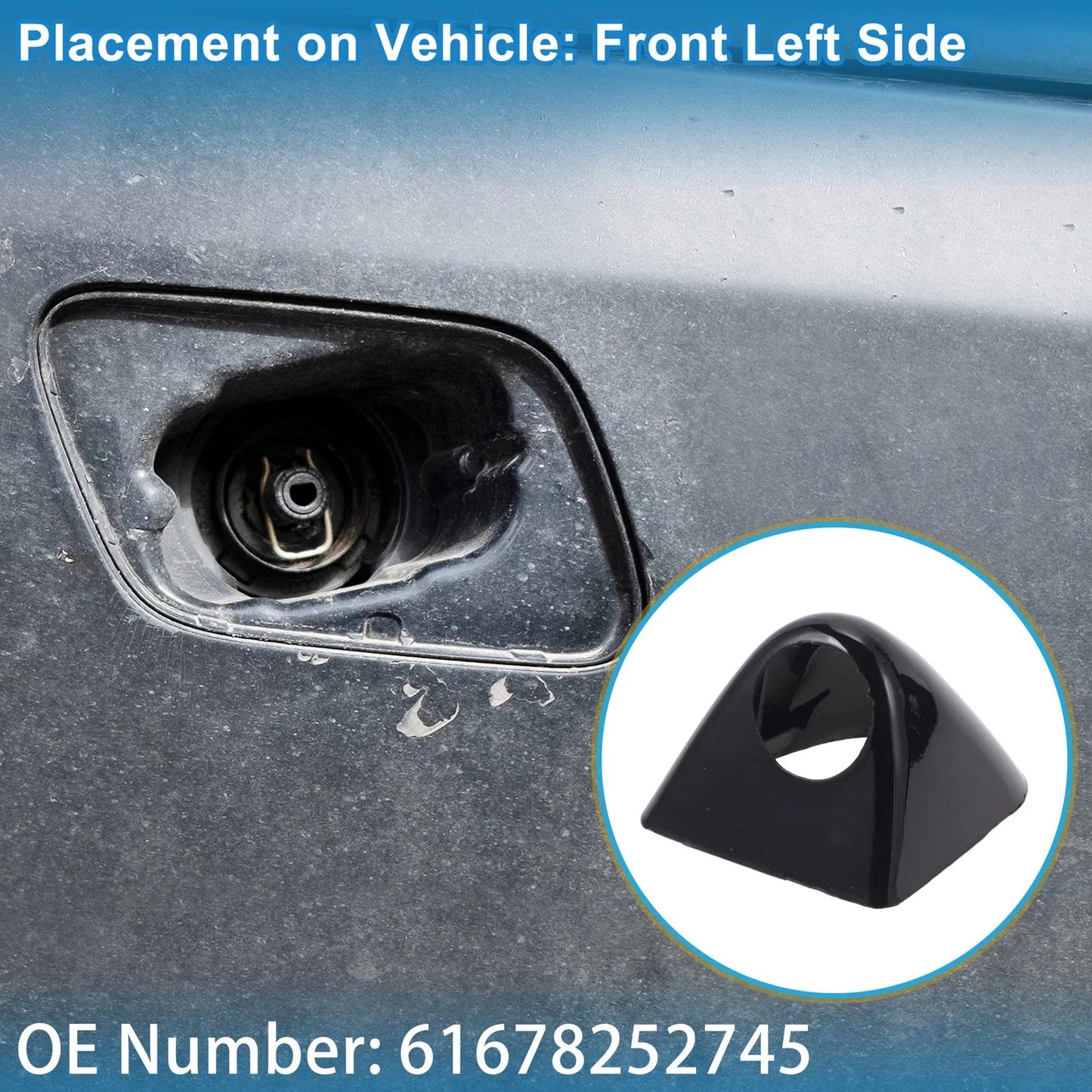 Front Left Washer Nozzle Cover Cap for BMW X5 (2000-2003) Black