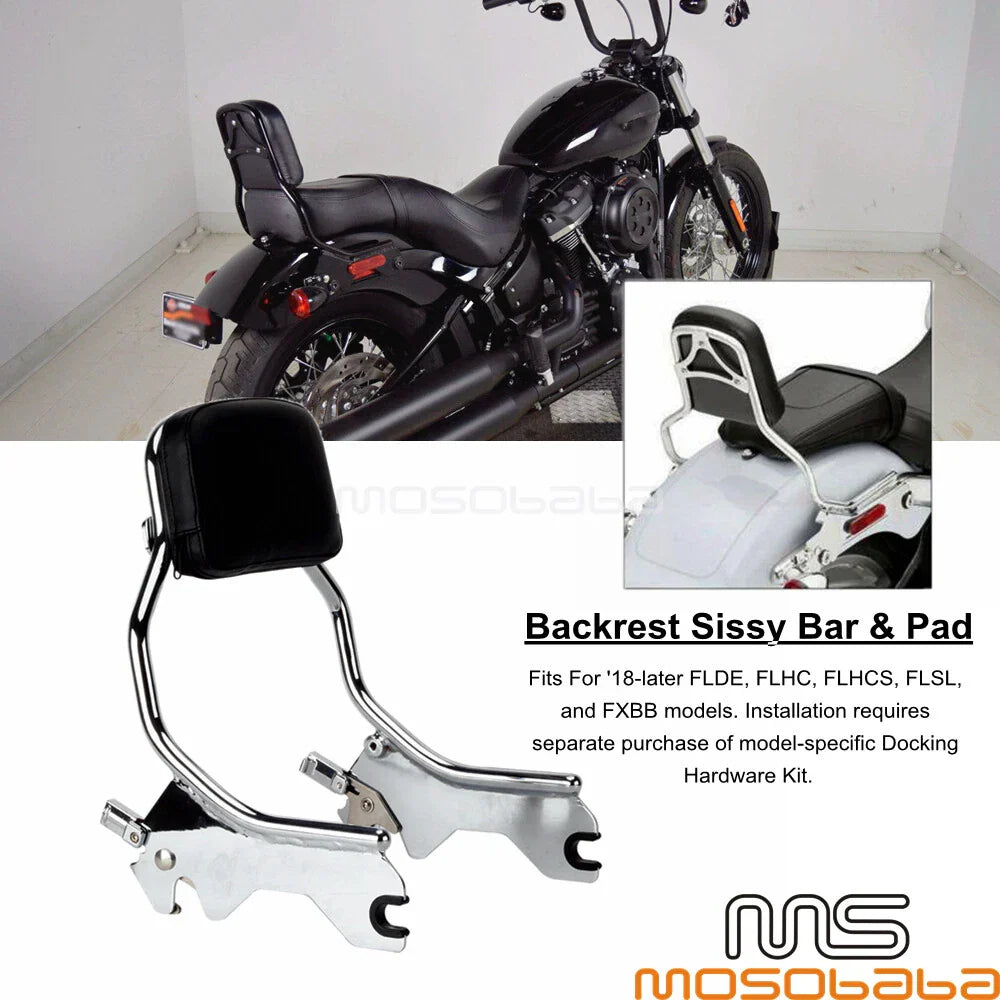 Chrome 13.9" Sissy Bar Backrest for Harley Softail Slim FLSL FLHC FXBB (18-21)