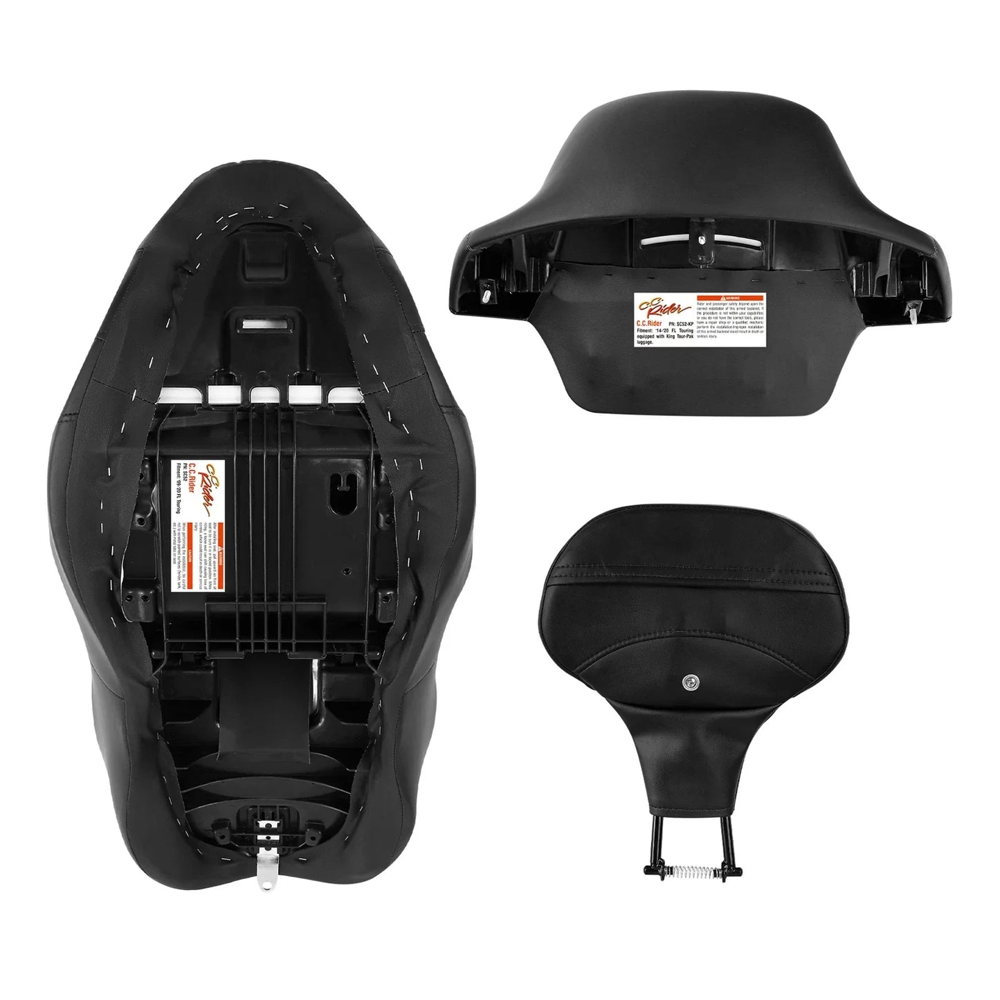 Driver Passenger Seat Backrest Pads for Harley Street Road Glide (2014-2023)