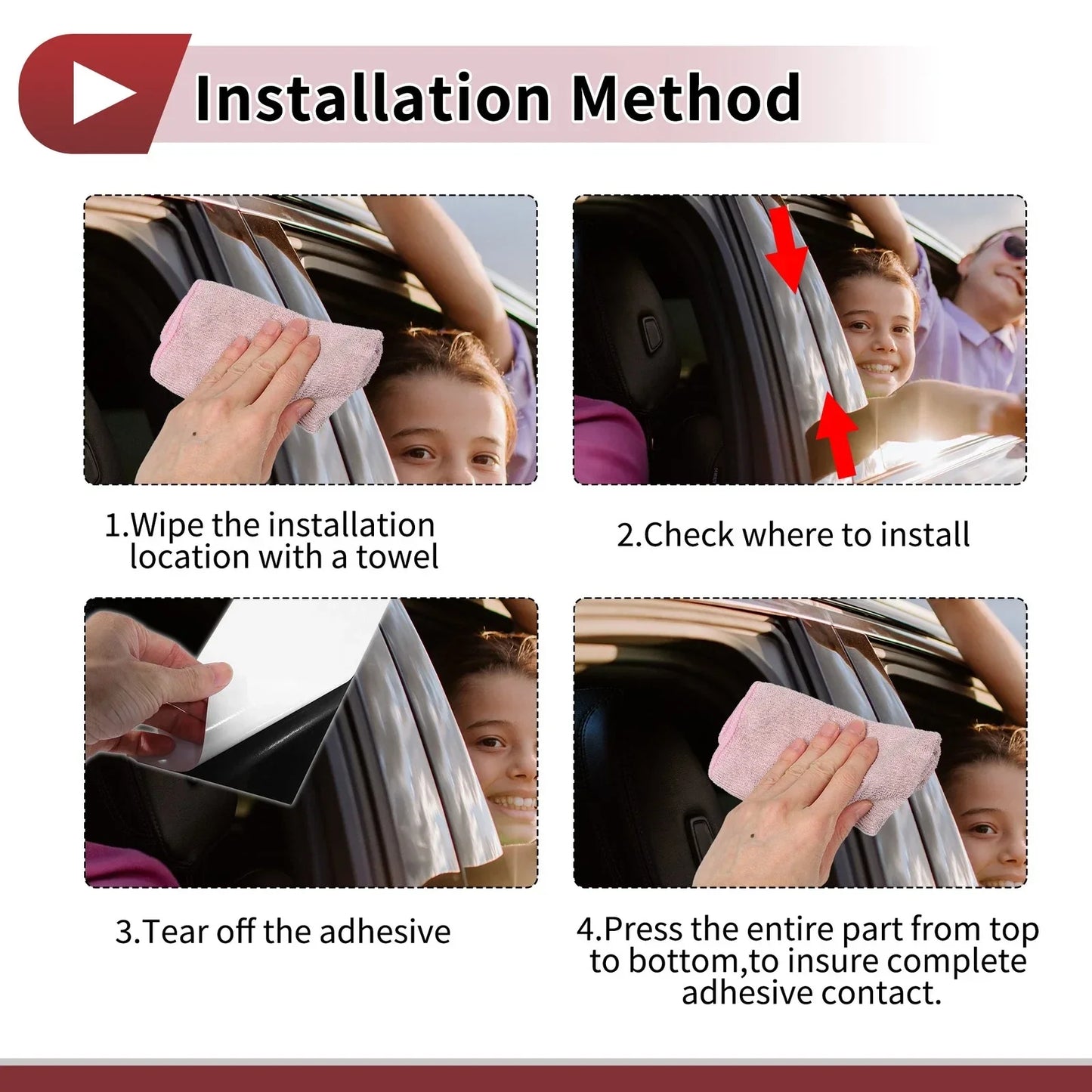Black Door Pillar Window Trim 8 Pcs for Lexus LX570 (2007-2013)