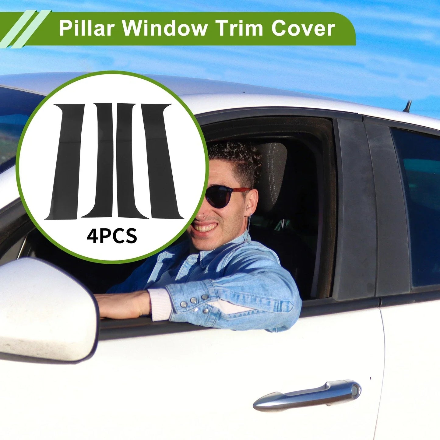 4 Pcs Door Pillar Window Trim for Chevy Silverado (2000-2006) Black