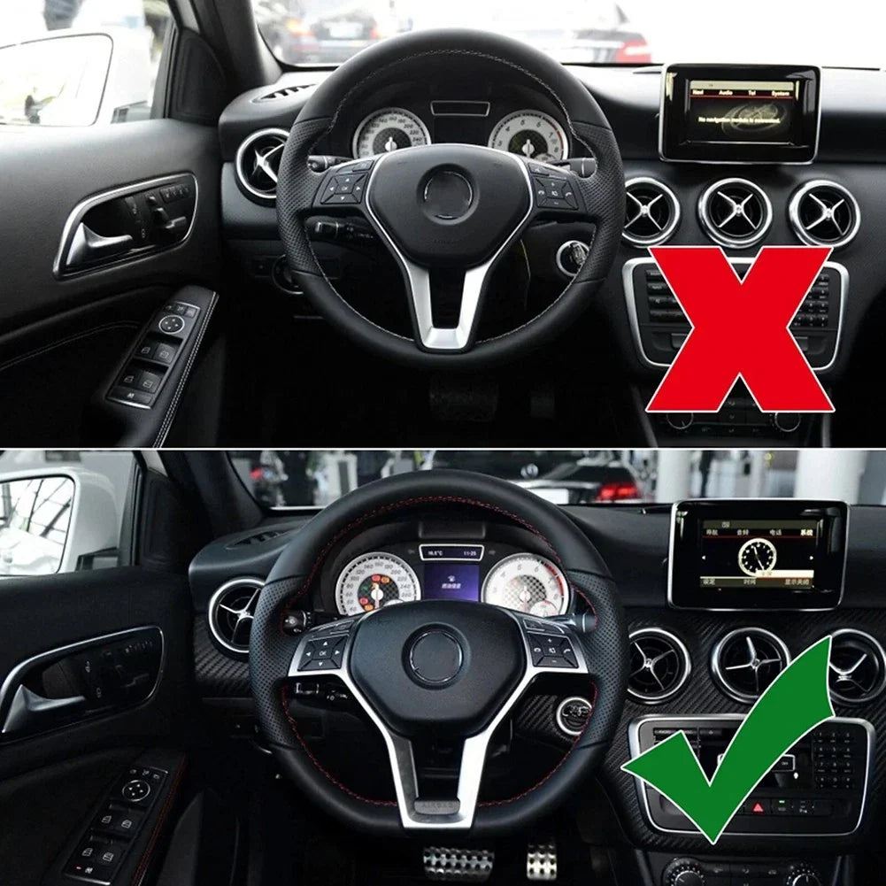Custom Fit Silver Steering Wheel Trim for Benz CLA Class W117 (2012–2014)