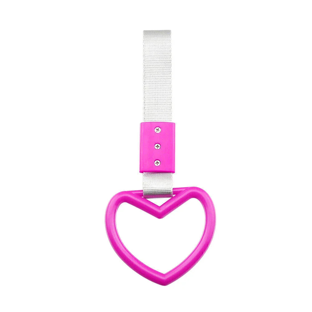 Pink Heart Tsurikawa Ring Handle Strap for JDM Car, Train, Bus Drift Charm