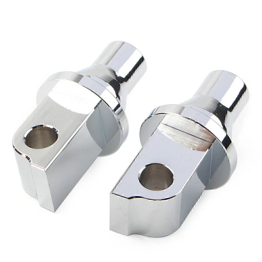 Chrome Front/Rear Tapered Foot Peg Adapters for Yamaha, Honda, VTX, Suzuki