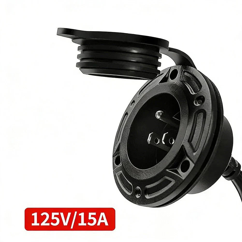 15A 125V Shore Power Receptor Rear Cover with 14AWG Wire for Outdoor RV