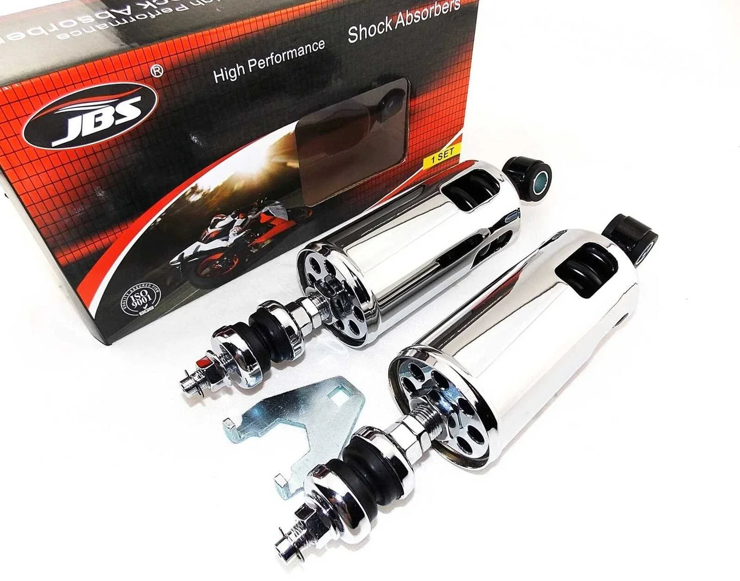 Chrome Rear Shock Absorbers for Harley Davidson FXCWC Softail Rocker C (08-11)