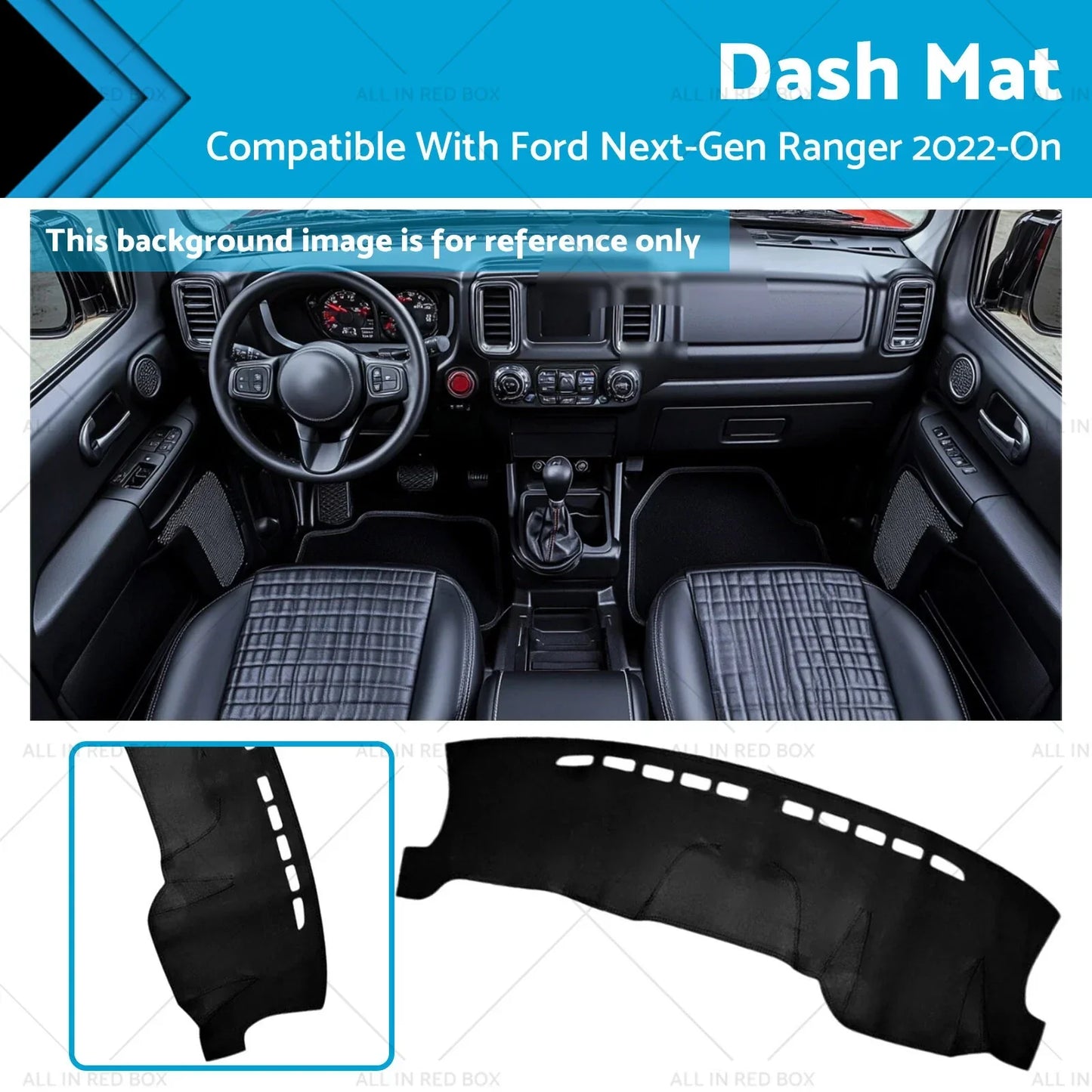 Dash Mat UV Protect Microfiber Leather for Ford Ranger 2022-On