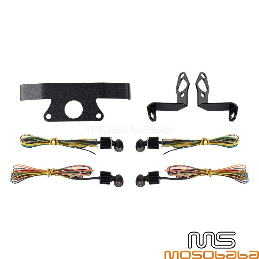 F&R LED Turn Signals & 4"x7" License Plate Holder for Harley Sportster S (2021-2023)