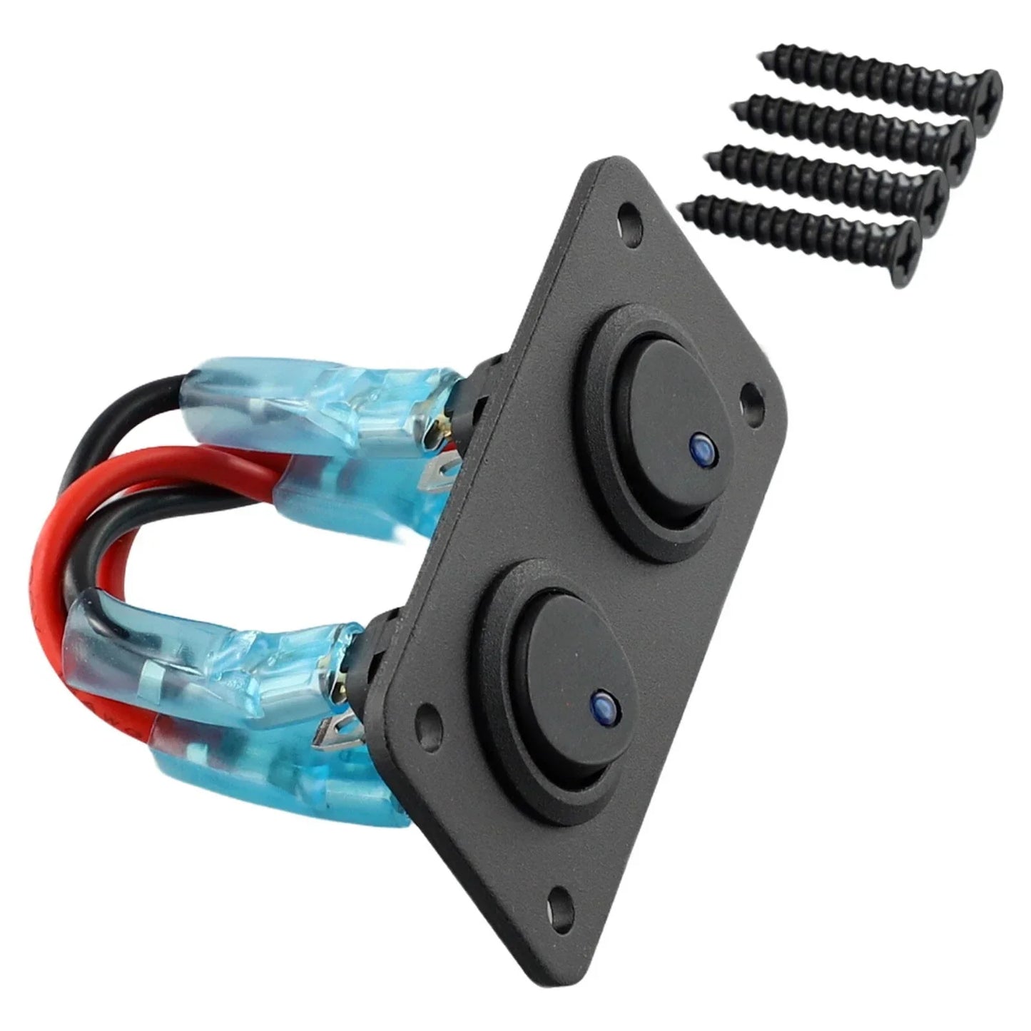 12V 2 Gang Toggle Rocker Switch Panel Blue LED Light for Car Marine