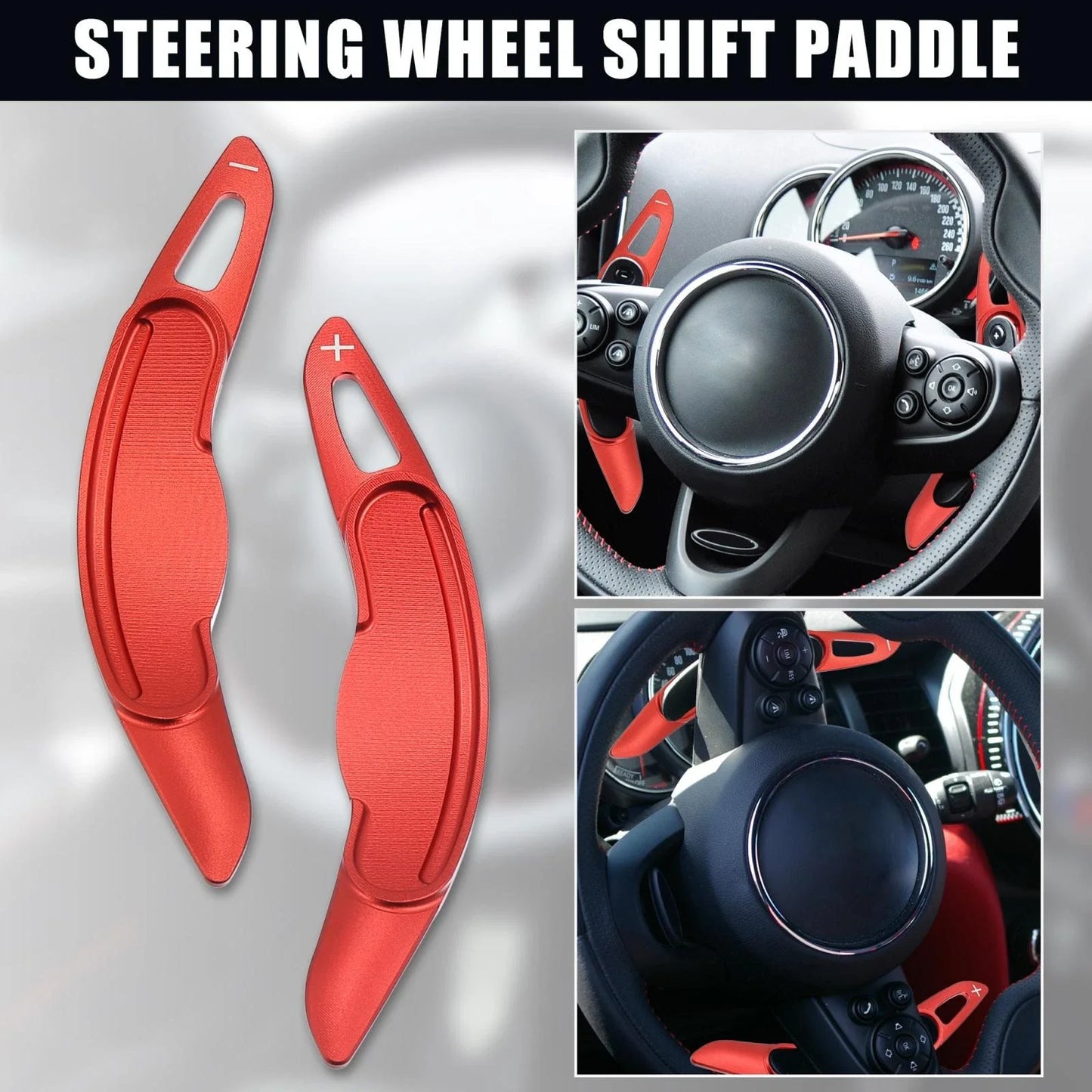 Pair Red Steering Wheel Shift Paddle Extend Cover for BMW Mini Cooper