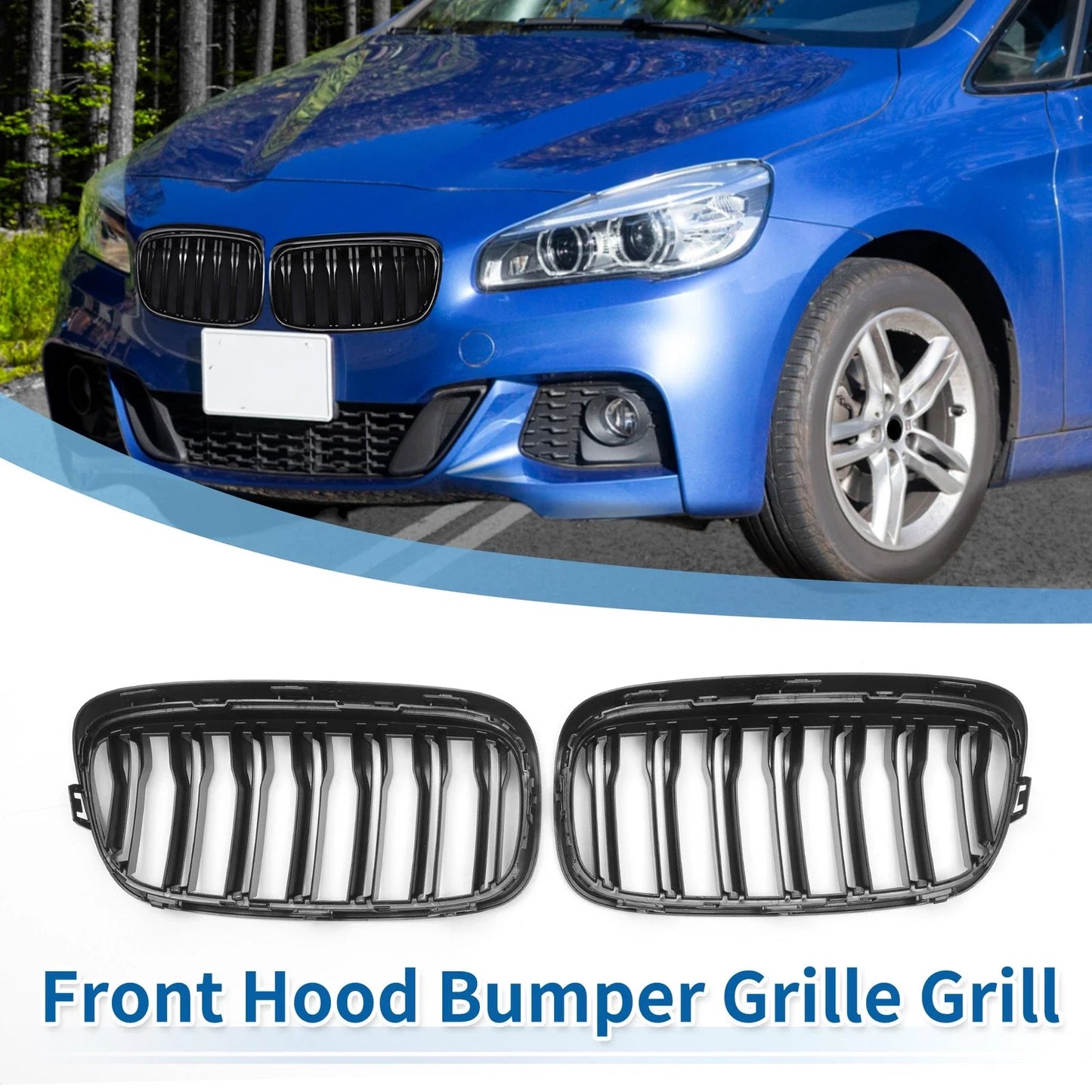 Front Upper Bumper Grille Grill for BMW 2 Series ActiveTourer Double Slat
