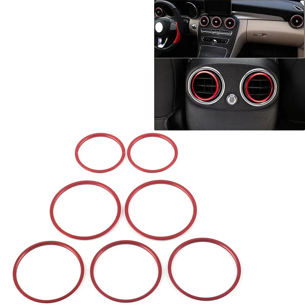AC Air Vent Outlet Inner Ring Cover Trim Red for Mercedes Benz C Class (2015-2021)