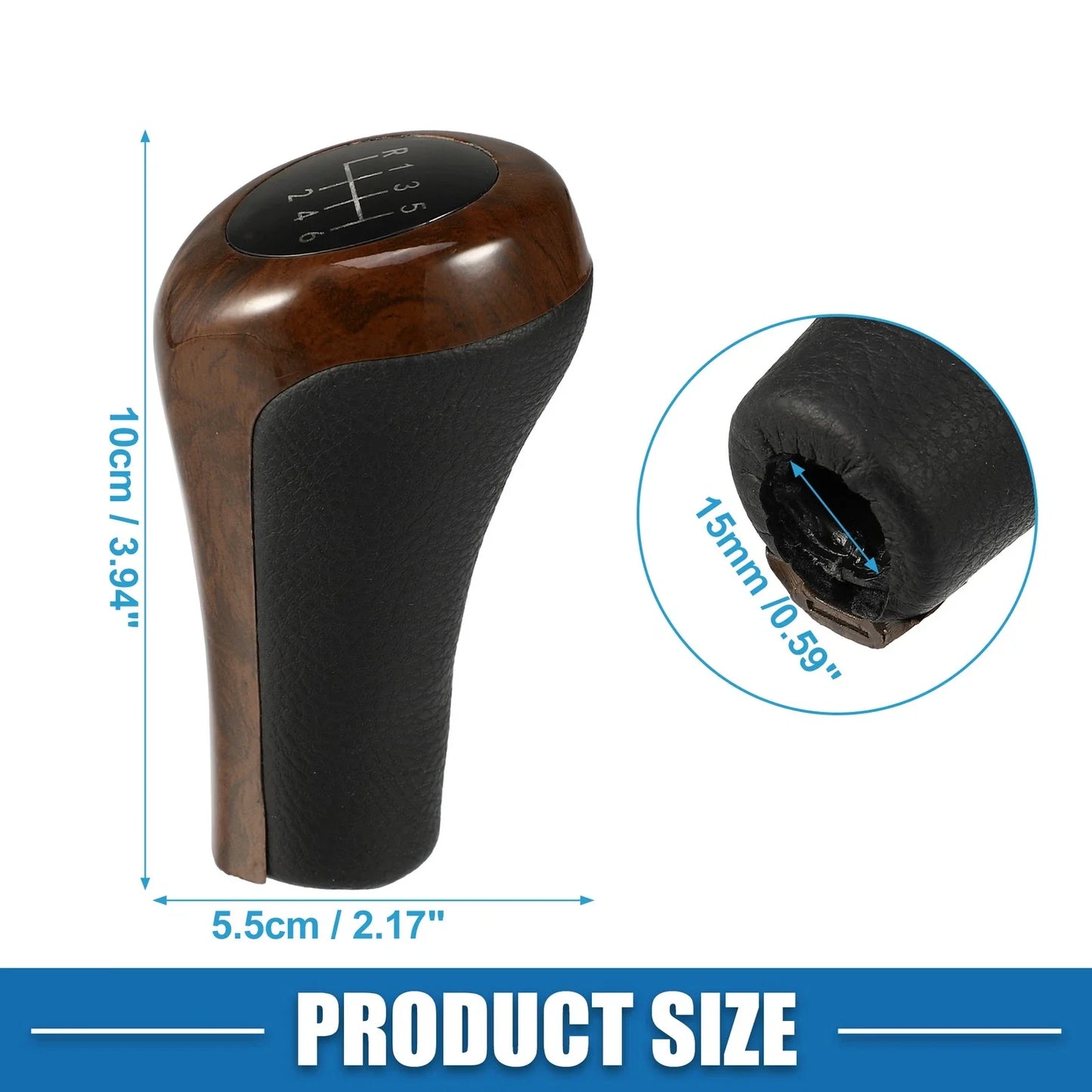 Automatic Transmission Gear Shift Knob 6 Speed for BMW Black Red Wood Pattern