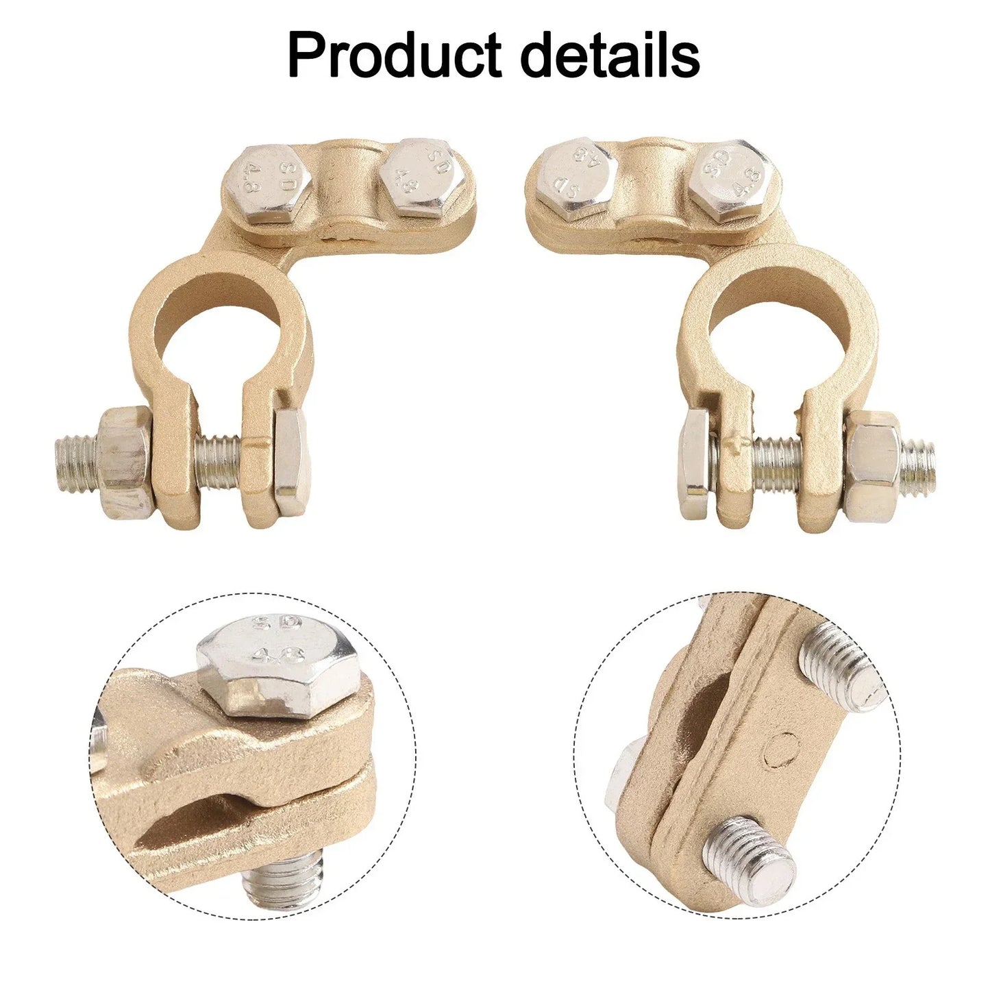 2 x Battery Pole Terminals with Clear Labels