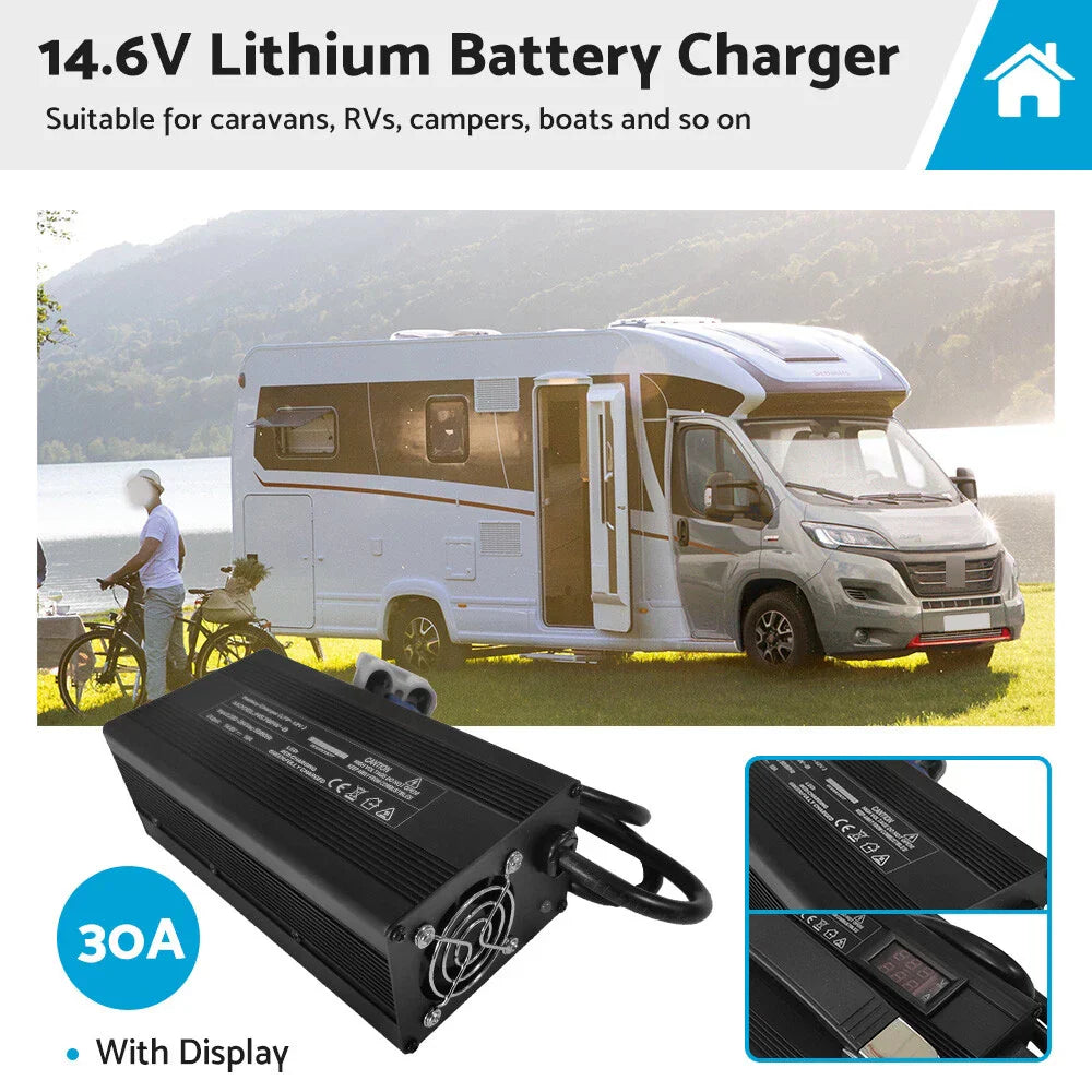 30A 14.6V Lithium Battery Charger AC/DC for Lithium Iron LiFePO4 OZ