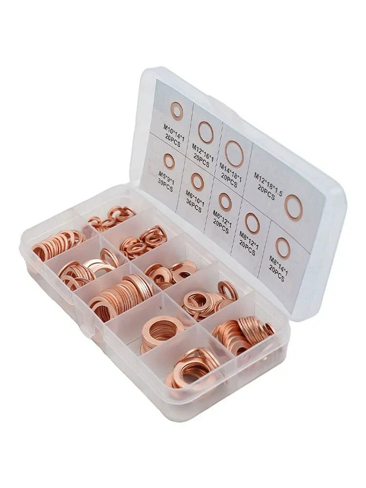200pcs Diesel Injector Copper Seal Washer Installation for Car Marine