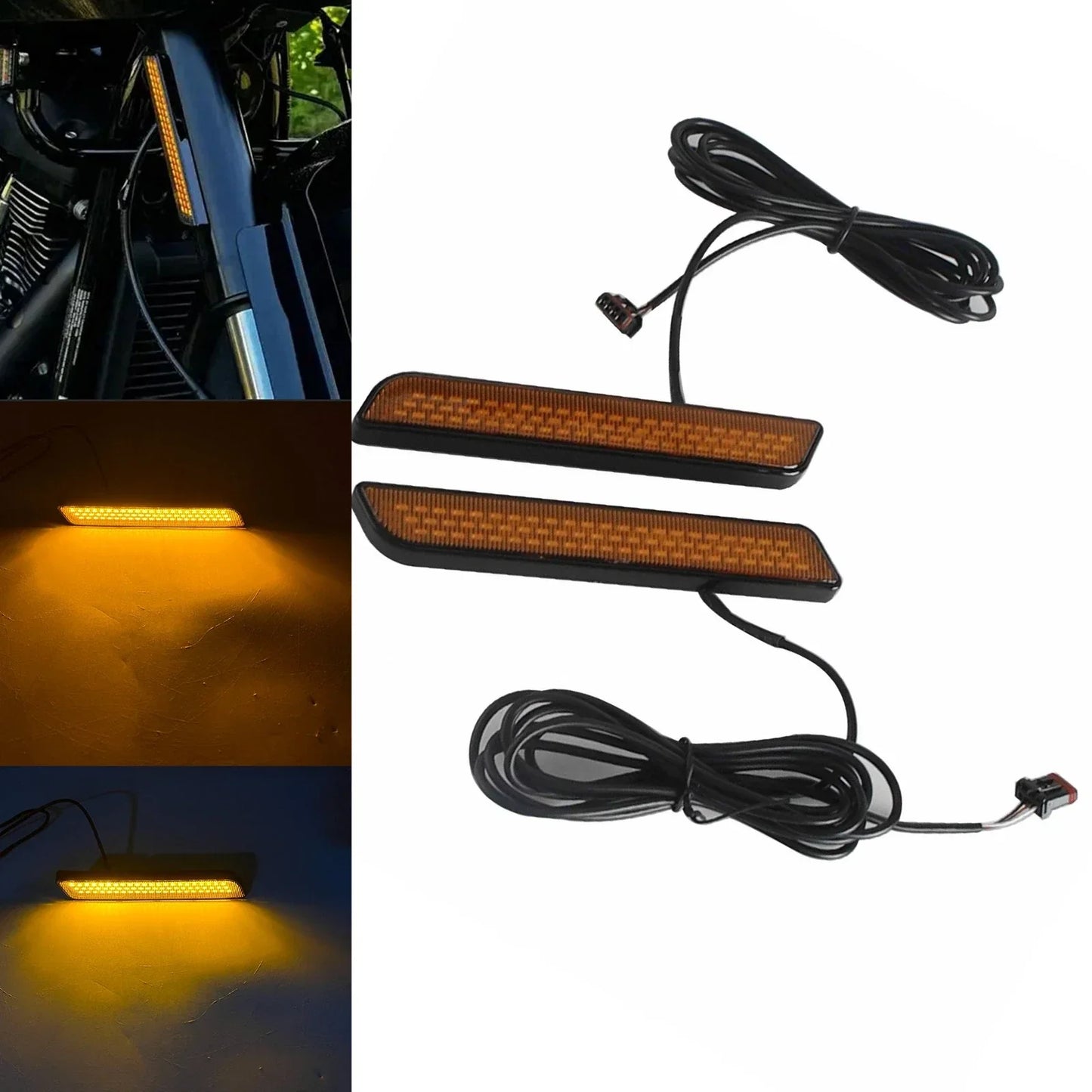 Dual Intensity Front Fork Turn Signal Lights for Road King, Tri Glide (2014-2025)
