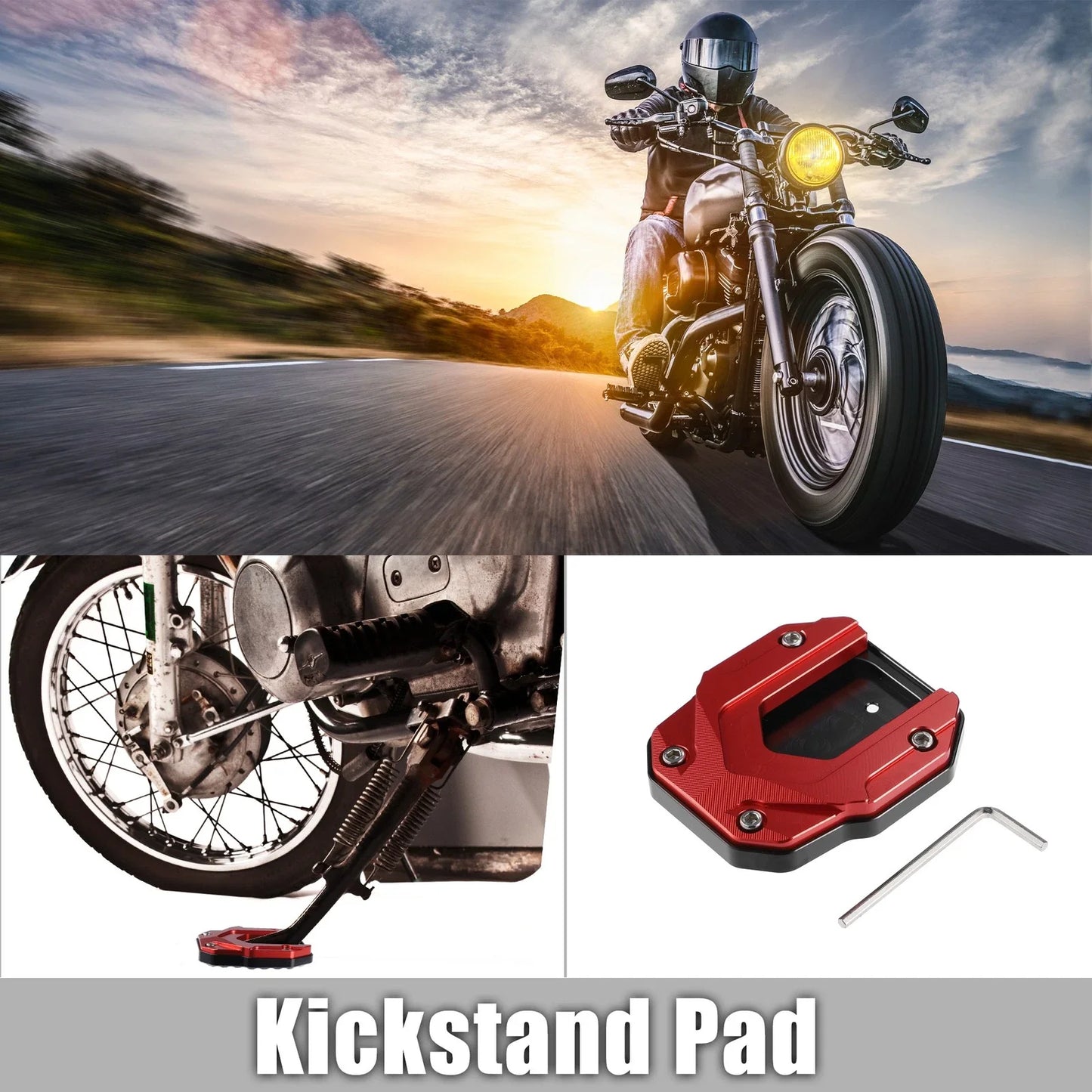 1 Set Aluminum Alloy Kickstand Plate Pad for BMW Red