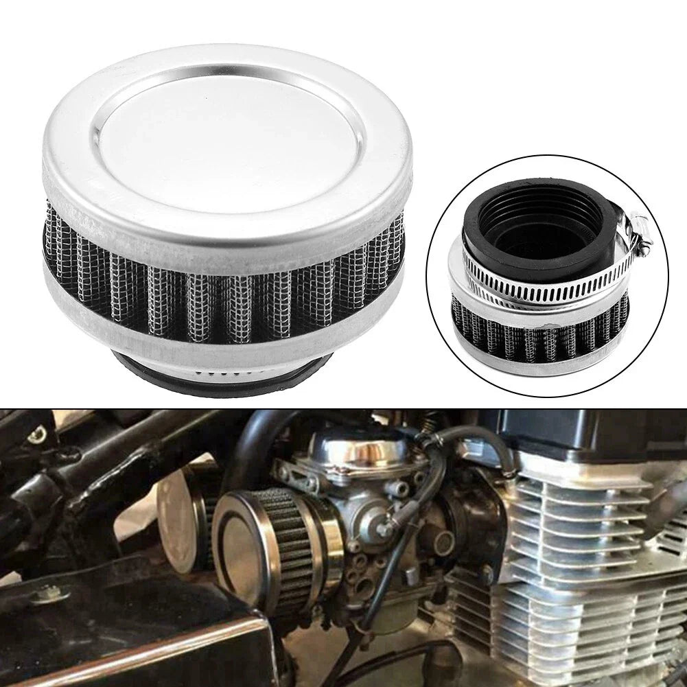 58-60mm Air Filter Cleaner Round Tapered for Motorcycle Silver Tone