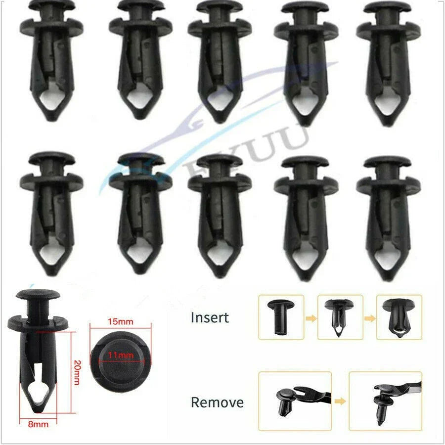 100 Pcs Plastic Mixed Size Fastener Clips for Car ATV UTV Body Trim