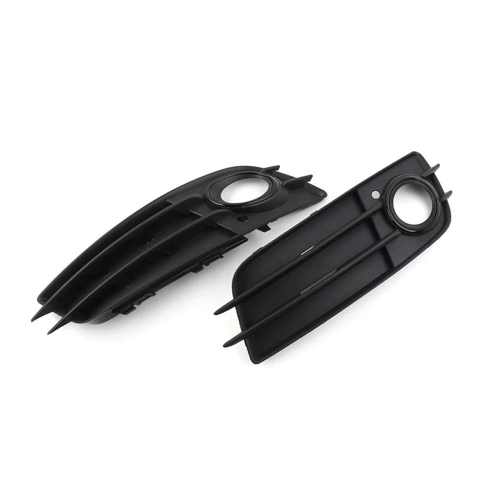 Black Front Bumper Fog Light Grille Covers for Audi A4 B8 S4 (2008-2012)