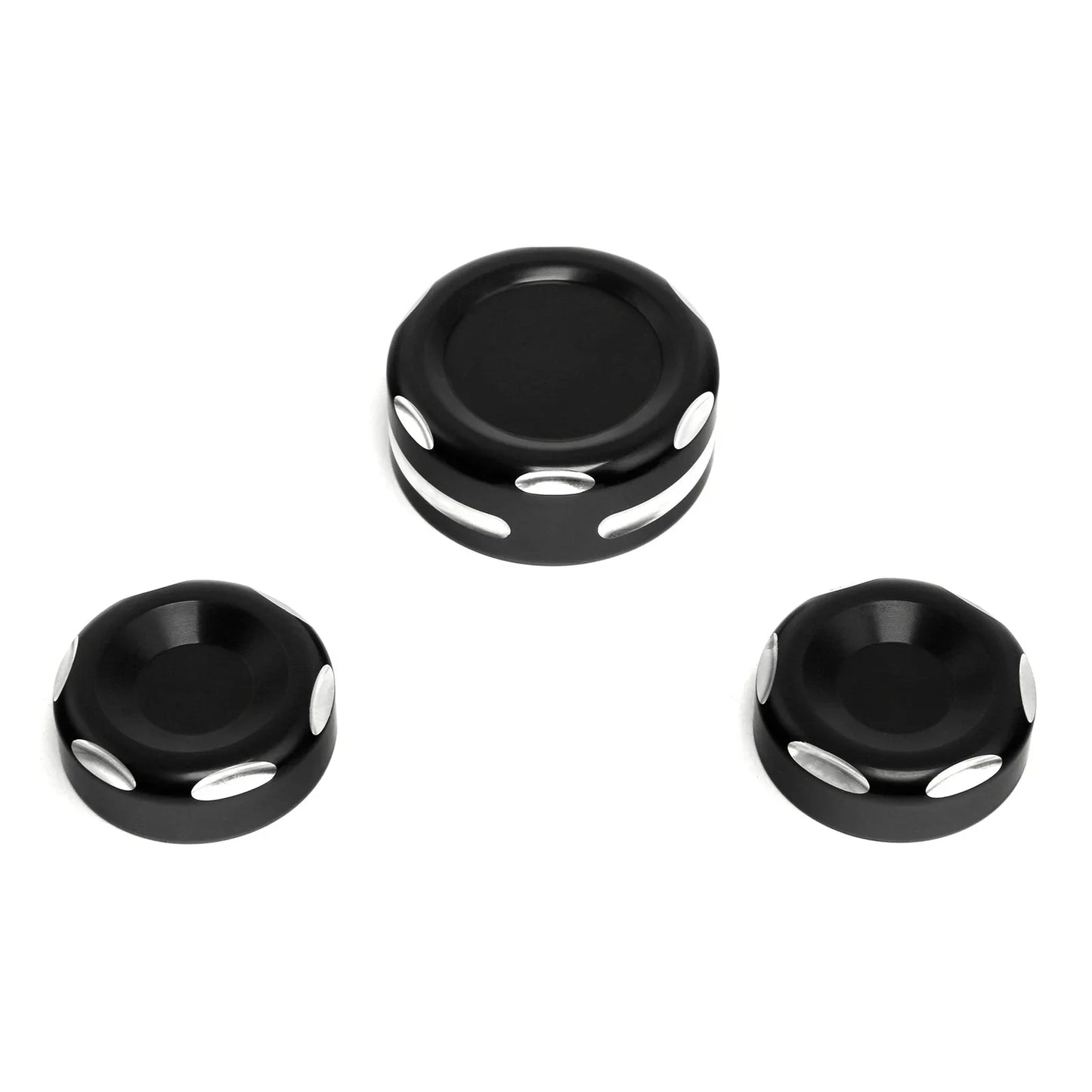 Black Fork Stem Upper Nut Bolt Covers for Harley Dyna Fat Bob FXDF (2006-2017)