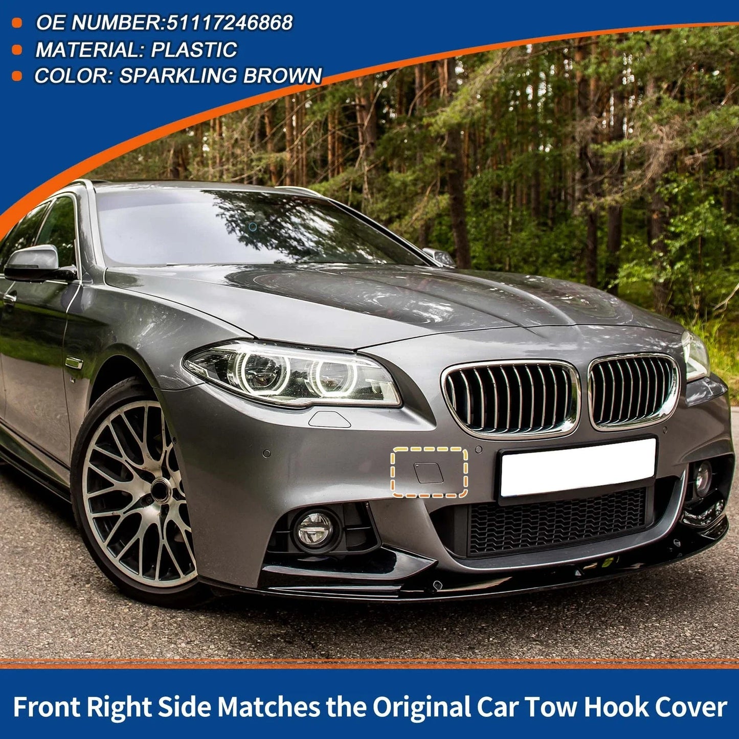 Tow Hook Cover Front Right for BMW Sparkling Brown