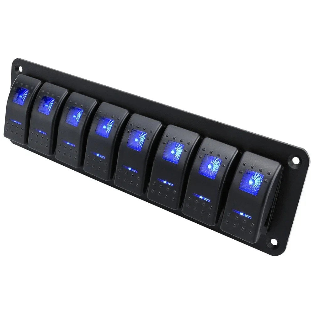 Switch Panel / Blue LED Rocker 2–8 Position / Marine Car Boat RV
