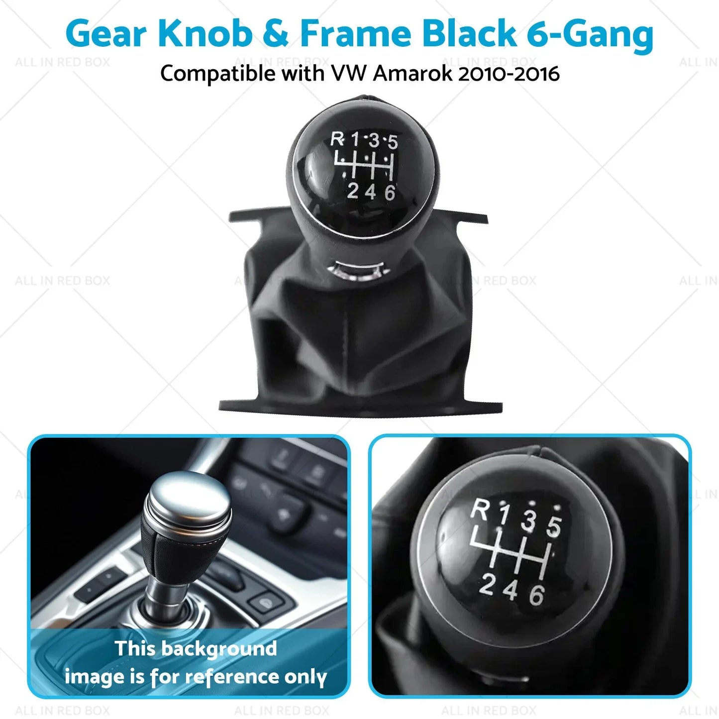 Black 6-Gang Gear Knob & Frame for VW Amarok (2010-2016)