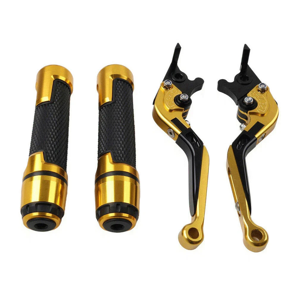 Gold Extendable Brake Clutch Levers & Handlebar Grips for Suzuki DL1000 (2002-2023)