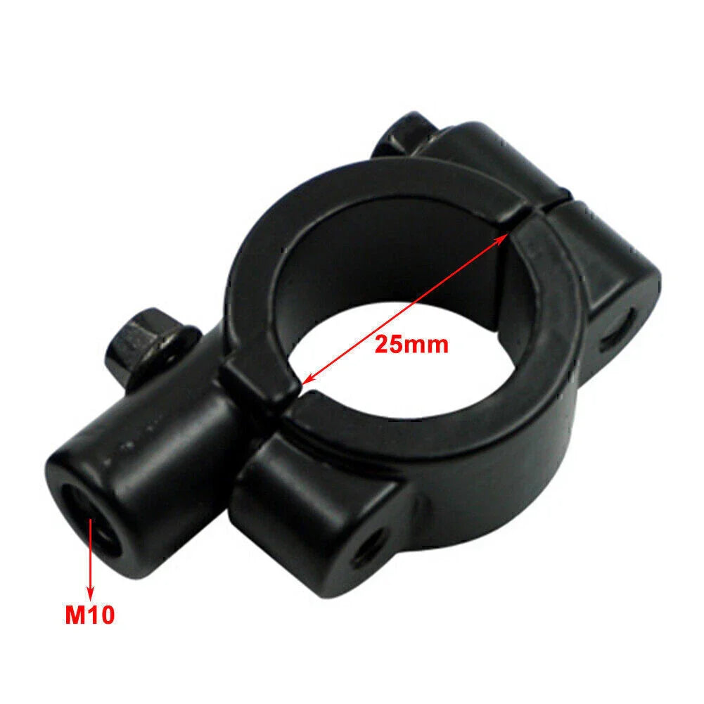 25MM M10 Black Motorcycle Handlebar Mirror Mount Clamp Adaptor