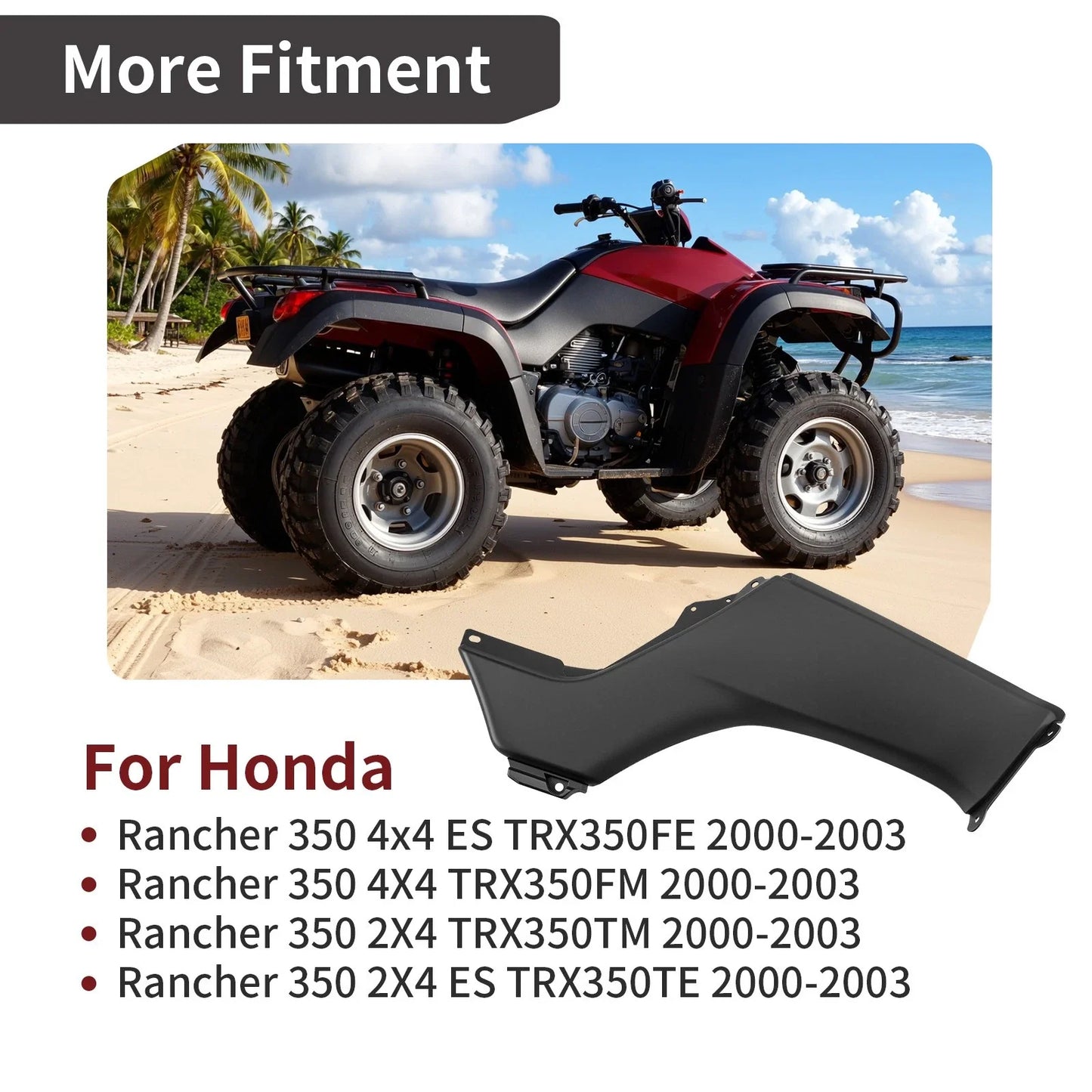 Right Side Tank Cover PANEL Black for Honda Rancher 350 TRX350TE (2000–2003)