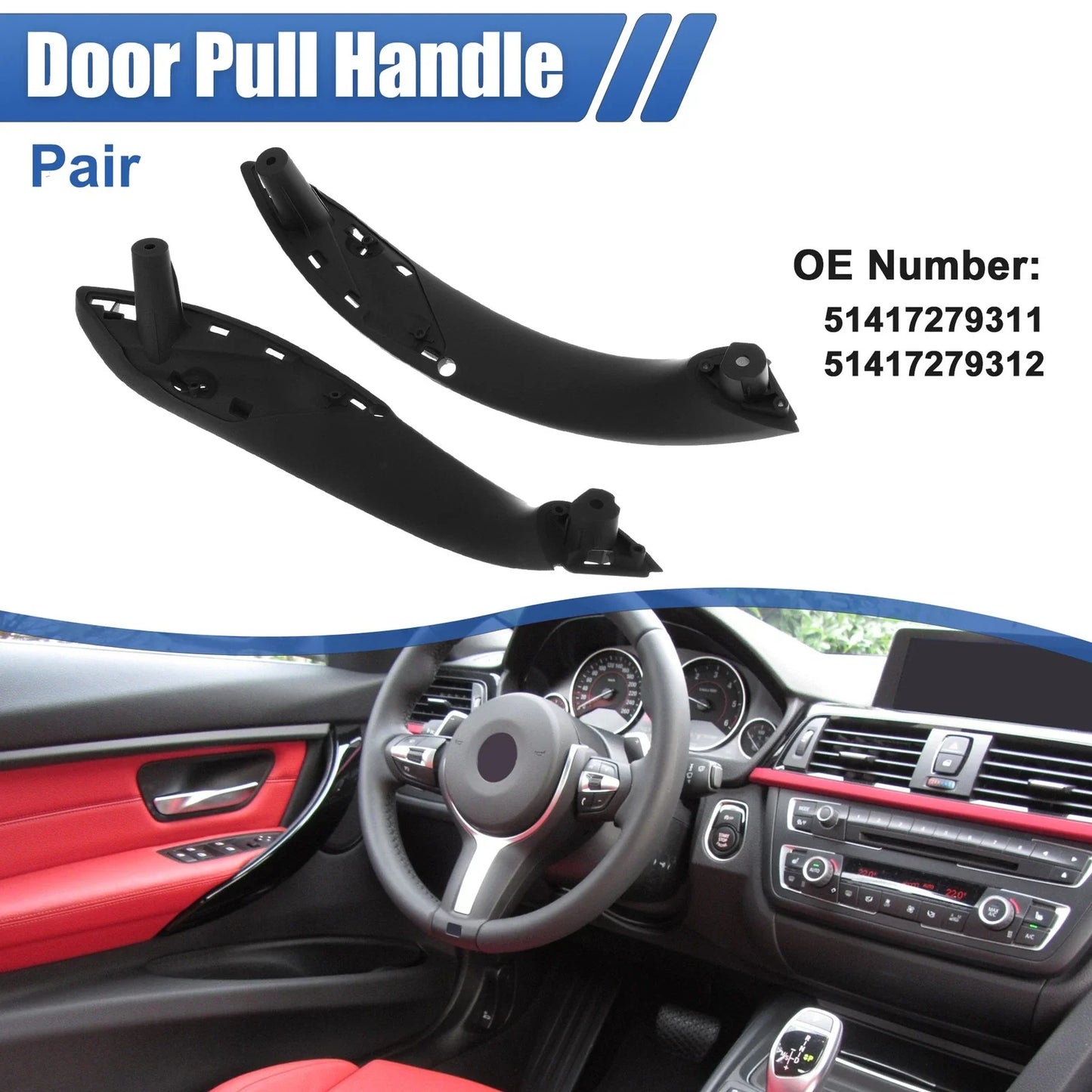 1 x Pair Front Left Right Door Handle for BMW 320i (2013 - 2018)