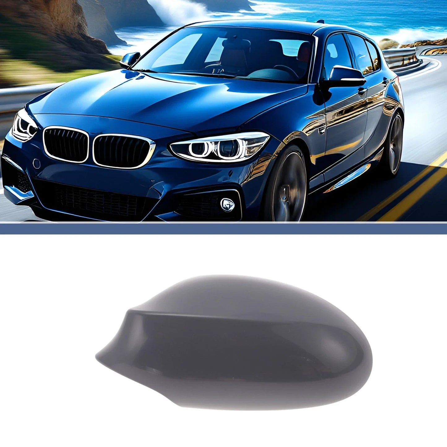 Mirror Cover Gray Replacement for BMW 1 Series E81 E82 E87 E88 (2004 - 2010)