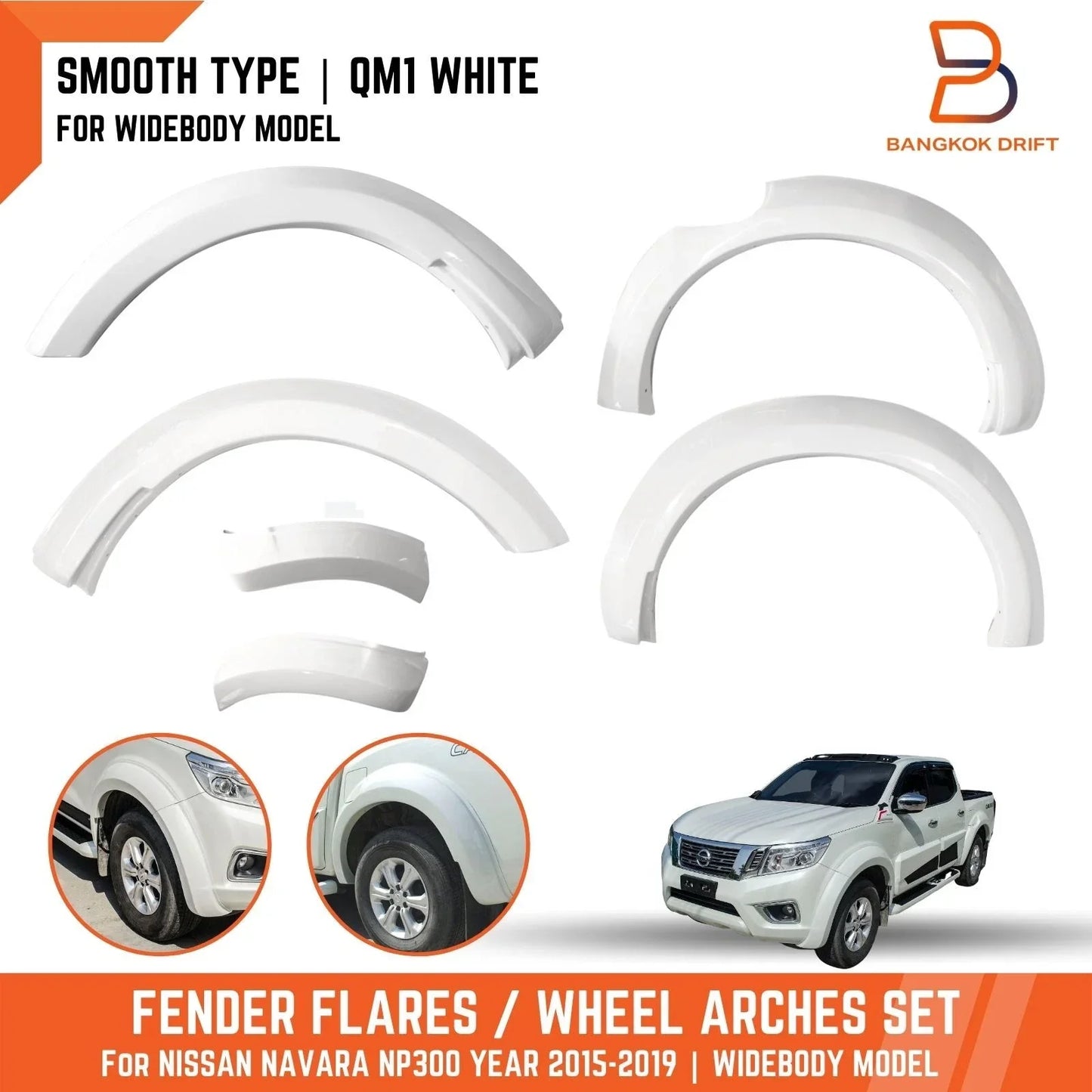 White Wheel Arch Flare Guard for Nissan Navara NP300 D23 ST-X (2015-2019)
